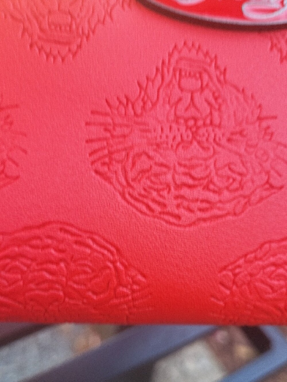 Ed Hardy Red Embossed Zip-Around Wristlet Wallet - Picture 7 of 10